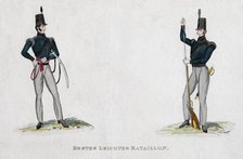 German soldiers from the Waterloo period, 19th century. Artist: Unknown