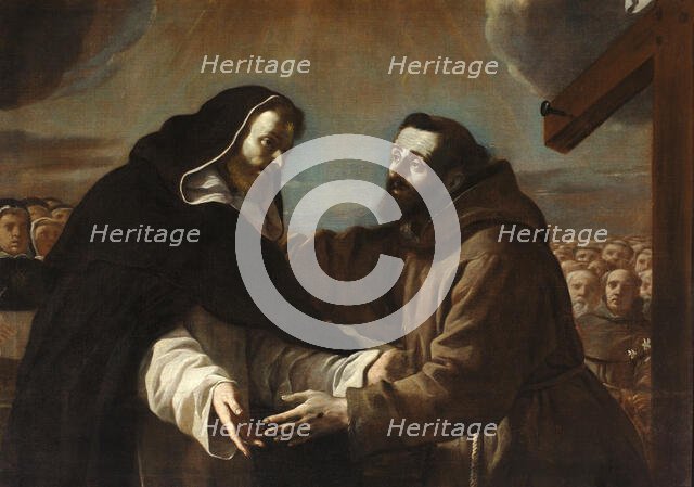 The meeting of Saint Francis with Saint Dominic, c.1665. Creator: Preti, Mattia (1613-1699).