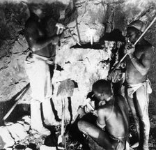 Basuto miners in De Beers diamond mines, Kimberley, South Africa, c1885. Artist: Anon
