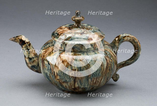 Teapot, Staffordshire, 1750/59. Creator: Staffordshire Potteries.
