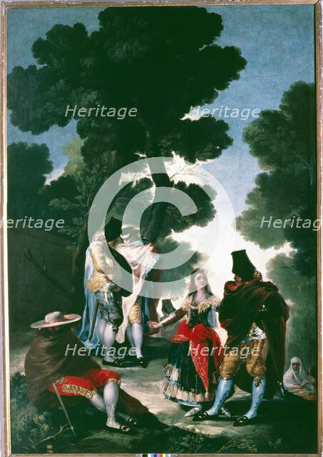 'La Maja y los embozados '(The Paseo de Andalucía), 1777. Creator: Goya y Lucientes, Francisco de (1746 - 1828).