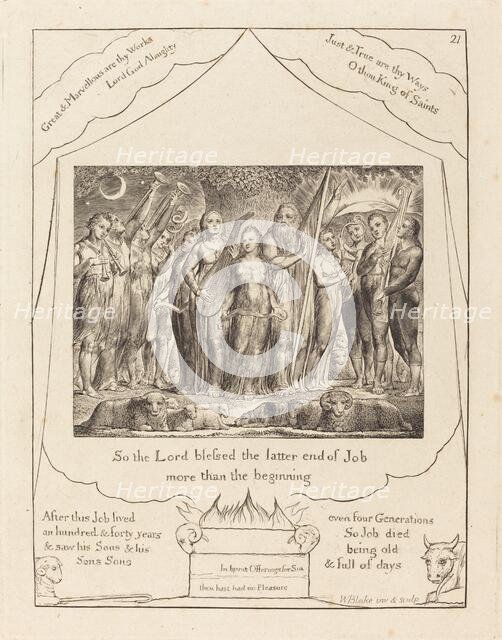 Job and His Wife Restored to Prosperity, 1825. Creator: William Blake.