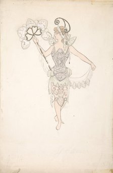 Costume Design for Lady with a Fan, 1890-99. Creator: Basil Crage.