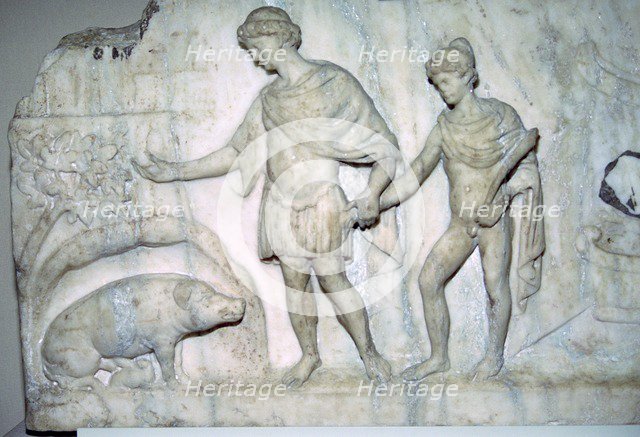 Roman marble relief of Aeneas and Ascanius. Artist: Unknown