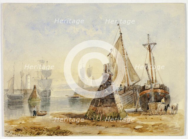 Ships in Harbor, c. 1831. Creator: Henry Barlow Carter.