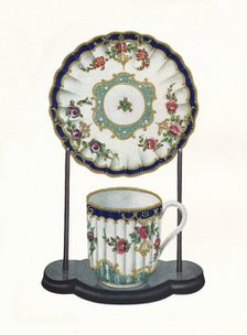 Worcester cup and saucer, c1770. Artist: Unknown.