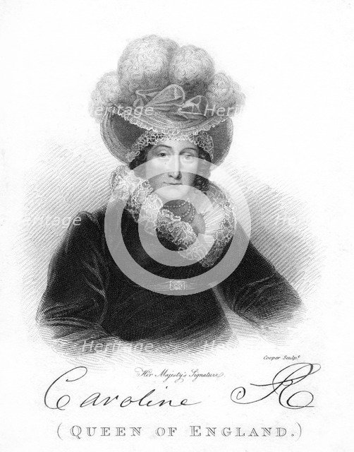 Caroline Amelia Elizabeth of Brunswick, Queen of George IV, 19th century.Artist: Cooper