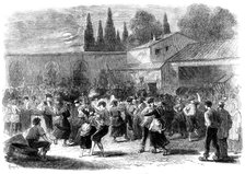 The Vintage of Medoc: evening dance of vineyard labourers, 1871. Creator: Unknown.