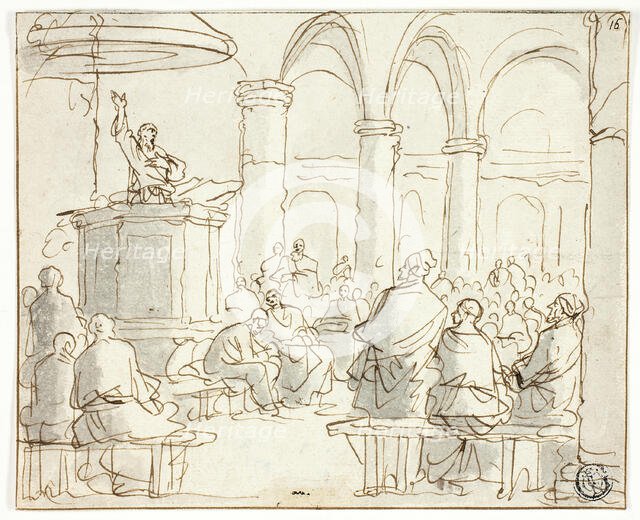 Man Preaching to Congregation, n.d. Creator: Jan Luyken.