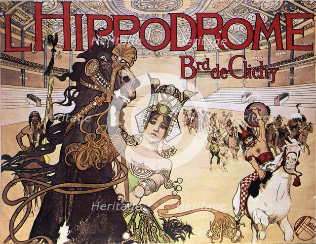 Poster announcing the show 'L'Hippodrome', installed at the Boulevard de Llichy in Paris, 1905. Creator: Orazi, Manuel (1860-1934).