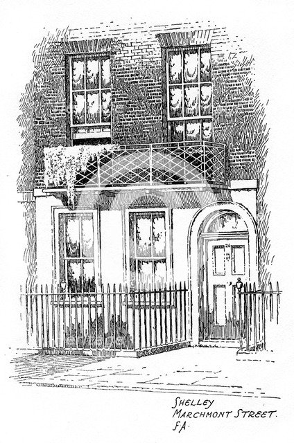 Percy Bysshe Shelley's house, Marchmont Street, Bloomsbury, London, 1912. Artist: Frederick Adcock