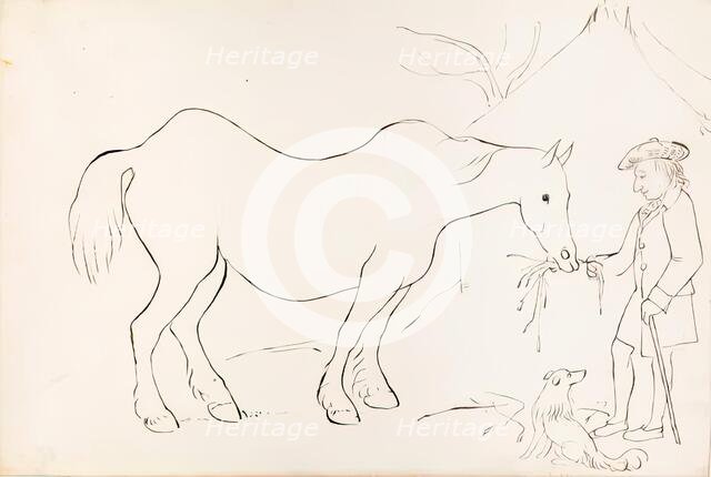 A Farmer Feeding His Horse, 1825-1839. Creator: James Howe.