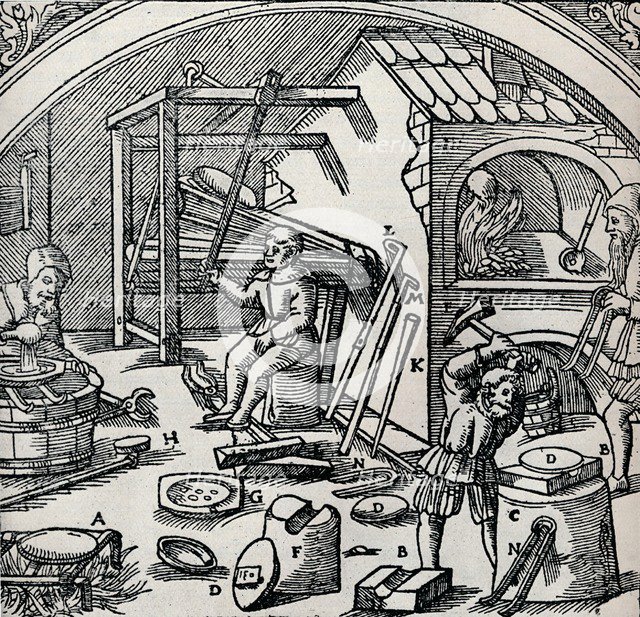 A Silver Refinery, 1556, (1917). Artist: Unknown