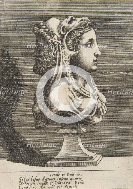Bust of Hercules and Dejanira, ca. 1531-76. Creator: Giulio Bonasone.
