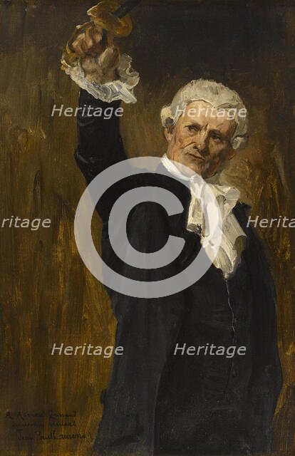 Esquisse de détail pour l' Hôtel de Ville de Paris : La voûte d'acier, figure d'un édile..., c.1888. Creator: Jean-Paul Laurens.