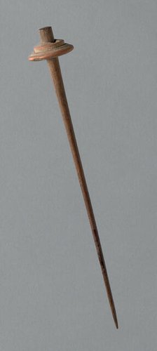 Wooden Spindle with Ceramic Whorl, Peru, 1000/1476. Creator: Unknown.