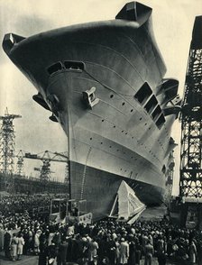 'The Ark is Launched on Merseyside, 13th April, 1937', (1942).  Creator: Unknown.