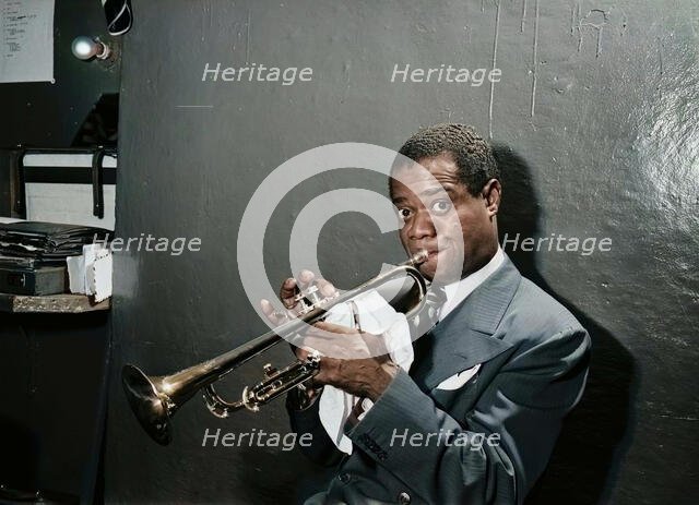 Portrait of Louis Armstrong, Aquarium, New York, N.Y., ca. July 1946. Creator: William Paul Gottlieb.