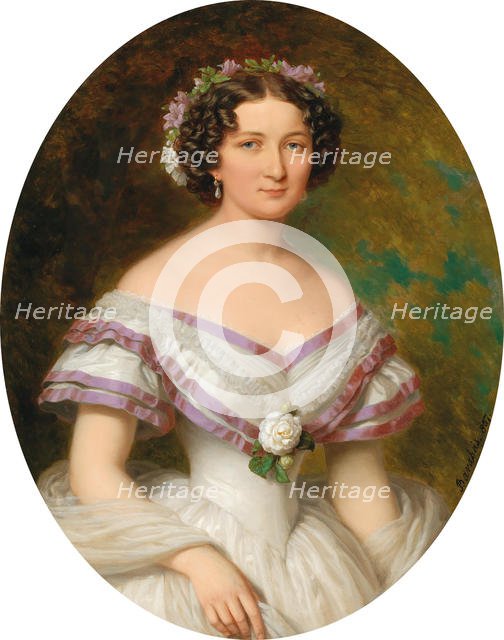 Portrait of Countess Maria Gabriella Josepha Anna Szápáry (1834-1912), née Atzél de Borosjenö, 1857. Creator: Barabás, Miklós (1810-1898).