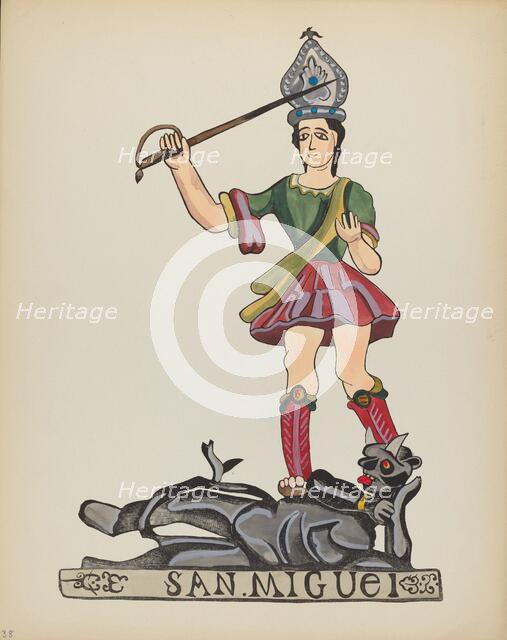 Plate 38: Saint Michael: From Portfolio "Spanish Colonial Designs of New Mexico", 1935/1942. Creator: Unknown.