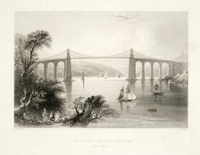 The Menai Bridge, Bangor, North Wales, c1841.	. Creator: William Henry Bartlett.