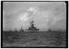 Uss Wyoming Leading Battleships In Hampton Roads, 1917, between 1914 and 1918. Creator: Harris & Ewing.