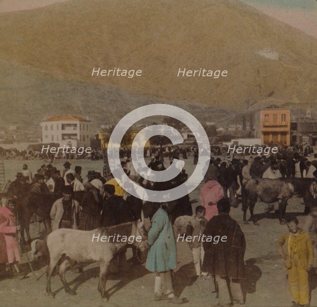 'The Larisa, or ancient Citadel (950 ft. high) W. from Market Place, Argos, Greece', 1903. Artists: Elmer Underwood, Bert Elias Underwood.