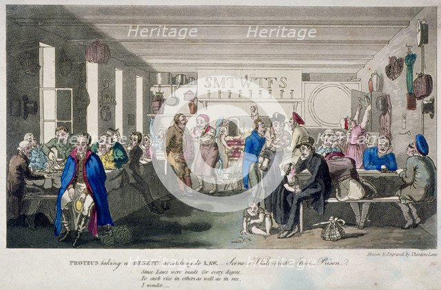 'Proteus taking a benefit according to law', 1825.                                              Artist: Theodore Lane