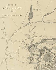 Map of the Siege of Strasbourg, 1870, (c1872).  Creator: R. Walker.