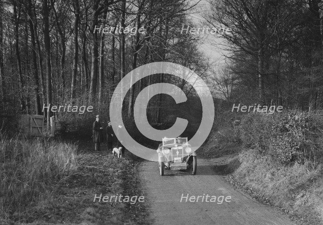 MG M Type competing in the MG Car Club Trial, 1931. Artist: Bill Brunell.