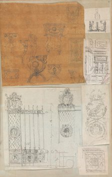 Page from a Scrapbook containing Drawings and Several Prints of Architecture, Int..., ca. 1800-1850. Creators: Workshop of Charles Percier, Workshop of Pierre François Léonard Fontaine.