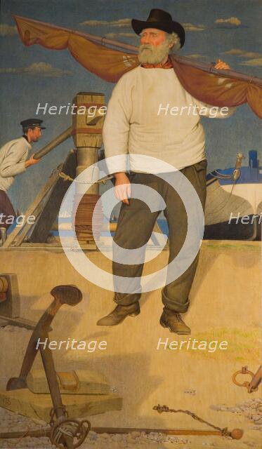 Fisherman Carrying a Sail, 1907. Creator: Joseph Edward Southall.