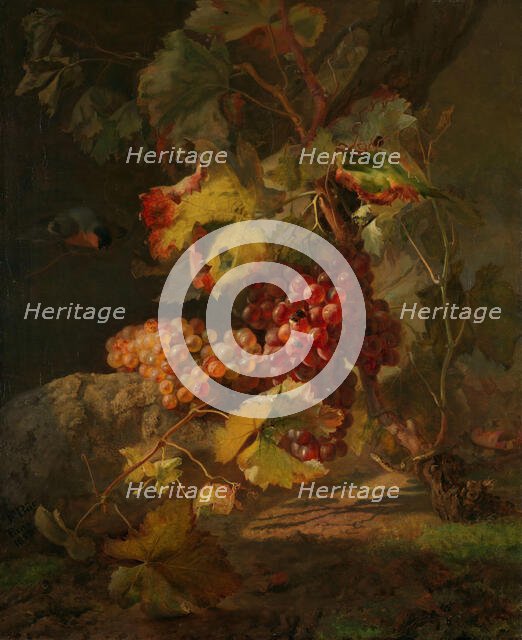 Still Life with Grapes, 1852. Creator: Frants Diderik Boe.