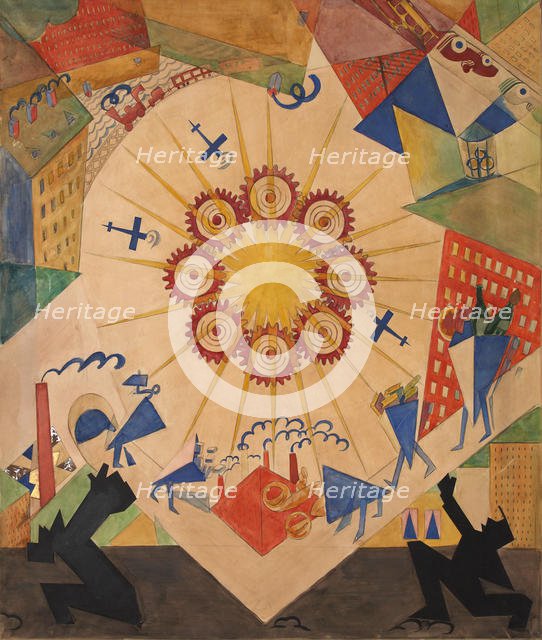 Promised Land. Stage design for the theate play "Mystery-Bouffe" by Vladimir Mayakovsky, 1919. Creator: Mayakovsky, Vladimir Vladimirovich (1893-1930).
