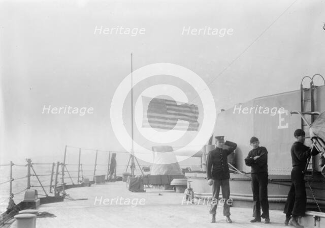 Flag at 1/2 mast on FLORIDA 1/13, 1913. Creator: Bain News Service.