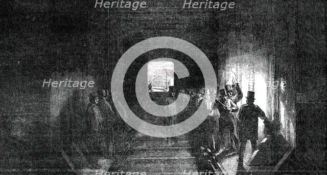 Interior of the Tube - Mr. Stephenson Driving the Last Rivet, 1850. Creator: Unknown.