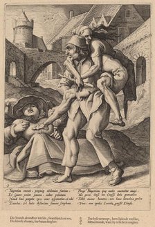 Poverty is Easier to Bear Than Luxury, c. 1592. Creator: Goltzius, Workshop of Hendrick, after Hendrick Gol.