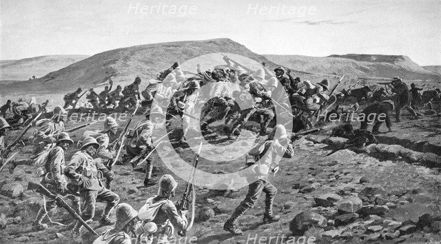 The South Lancashires Storming the Boer Trenches at Pieters Hill, Natal', 1900 (1903).Artist: William Barnes Wollen