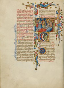 The Adoration of the Magi: Initial E: Sword Bearers; Missal, between about 1389 and 1400. Creator: Master of the Brussels Initials.