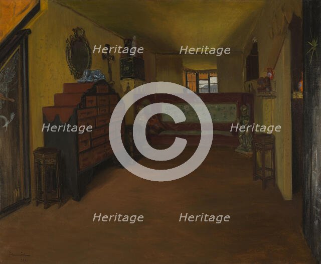 Victor Hugo's bedroom at Hauteville House, 1896. Creator: Pierre Georges Jeanniot.