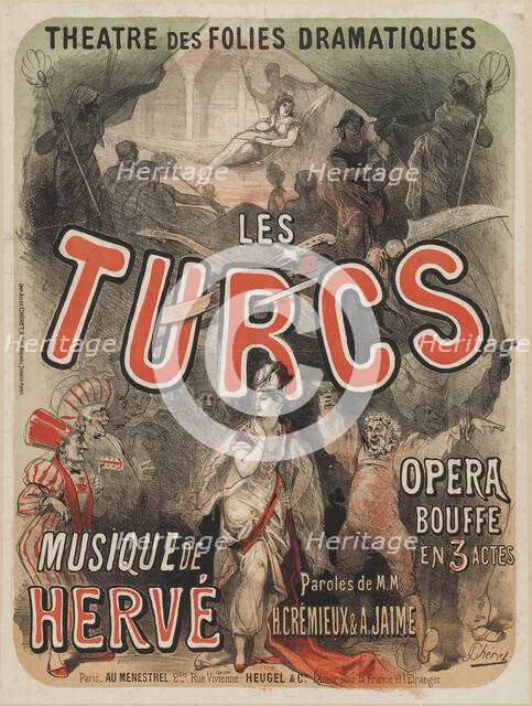 Opera buffa "Les Turcs" von Hervé (Florimond Ronger) in the Théâtre des Folies Dramatiques, 1869. Creator: Chéret, Jules (1836-1932).