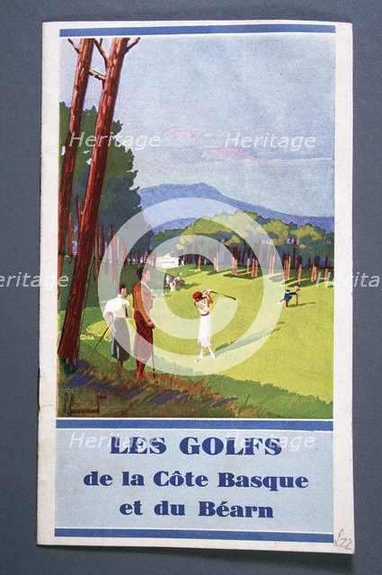 Poster advertising golf holidays on the Basque coast, French, c1920s. Artist: Unknown