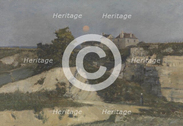 The Stone Quarry of Nanterre by Moonlight, c1870-1915. Creator: Rene Billotte.