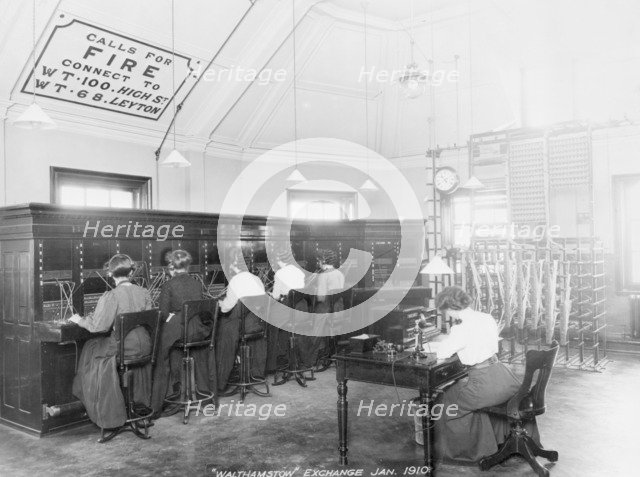 Walthamstow Telephone exchange, London, 1910. Artist: Unknown