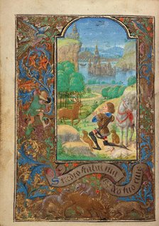 Saint Hubert; Prayer Book of Charles the Bold, 1469. Creator: Lieven van Lathem.