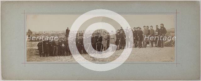 Panorama: group portrait of soldiers, 1870. Creator: Andre-Adolphe-Eugene Disderi.