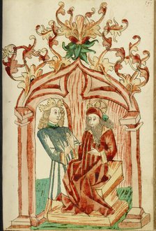 Josaphat and King Avenir in Conversation; Barlaam und Josaphat, 1469. Creators: Hans Schilling, Diebolt Lauber.