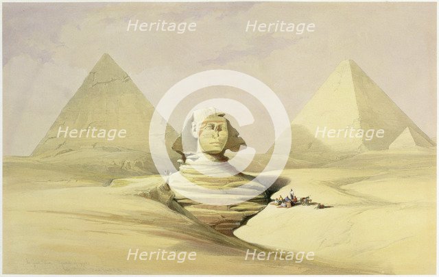 'The Great Sphinx and the Pyramids of Giza', Egypt, c1845. Artist: David Roberts
