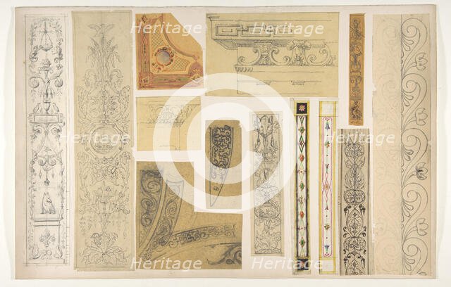 Thirteen designs for the painted decoration of interiors, 1830-97. Creators: Jules-Edmond-Charles Lachaise, Eugène-Pierre Gourdet.