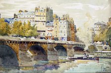 'The New Bridge and the Quay of the Louvre', c1890-c1938. Artist: Rene Leverd